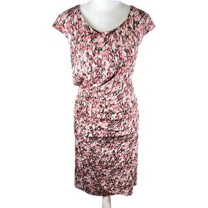 Connected Woman‎ 20W Coral Brown Abstract Print Sleeveless Ruched Sheath Dress